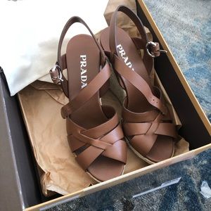 Prada wedge sandals. Worn once.